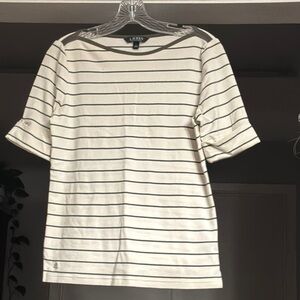 Ralph Lauren White and Black Striped Top